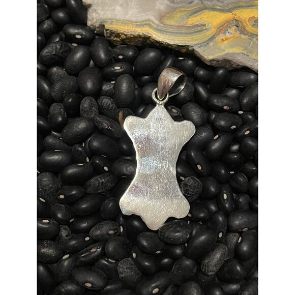 Native American SW Sterling Silver Dome Pearl Studded Solid Shield Pendant - Picture 5 of 8